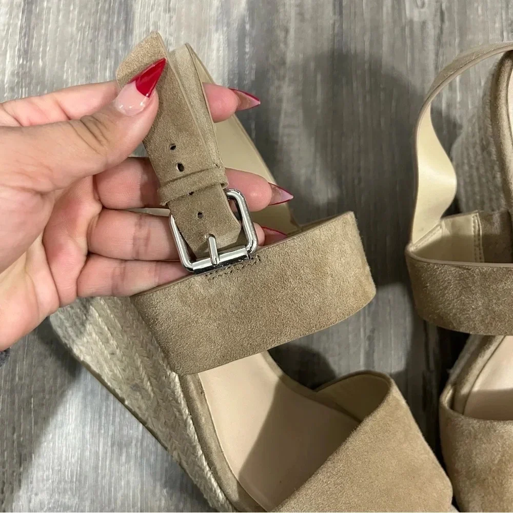 Via Spiga Tan Leather Suede Espadrille Sandals​